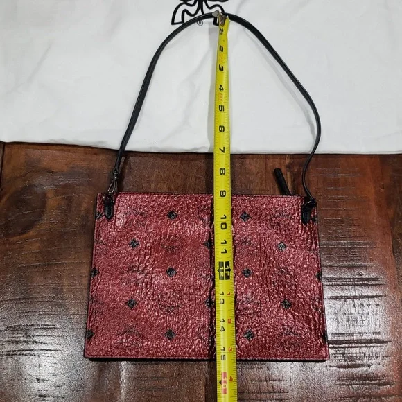 MCM Metallic Red Tote Bag And Mini with Luxurious Leather Finish